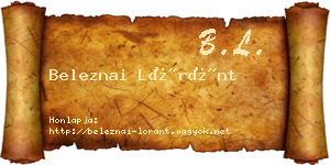 Beleznai Lóránt névjegykártya