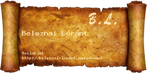 Beleznai Lóránt névjegykártya